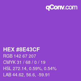 カラーコード: HEX #8E43CF | qconv.com