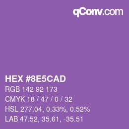 Color code: HEX #8E5CAD | qconv.com