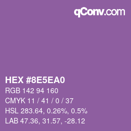 Code couleur: HEX #8E5EA0 | qconv.com