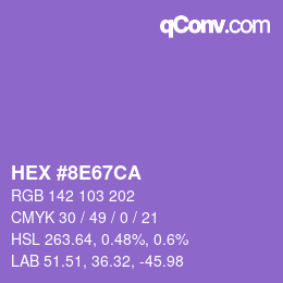 Color code: HEX #8E67CA | qconv.com