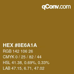 Color code: HEX #8E6A1A | qconv.com