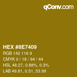 Color code: HEX #8E7409 | qconv.com
