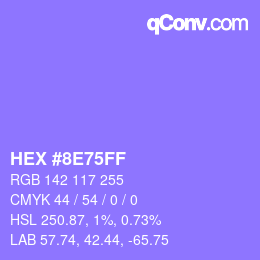 Farbcode: HEX #8E75FF | qconv.com