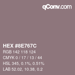 Color code: HEX #8E767C | qconv.com