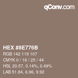 Color code: HEX #8E776B | qconv.com