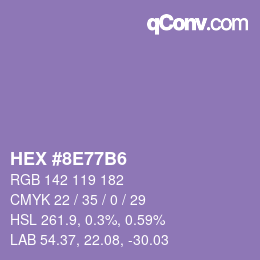 颜色代码: HEX #8E77B6 | qconv.com