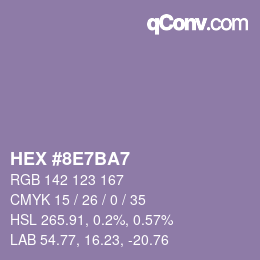 Farbcode: HEX #8E7BA7 | qconv.com