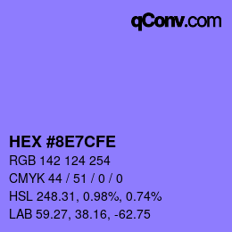 颜色代码: HEX #8E7CFE | qconv.com