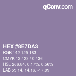 Color code: HEX #8E7DA3 | qconv.com