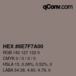 Color code: HEX #8E7F7A00 | qconv.com