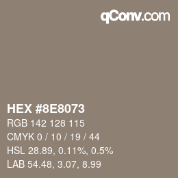 Color code: HEX #8E8073 | qconv.com