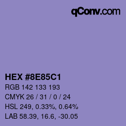 カラーコード: HEX #8E85C1 | qconv.com