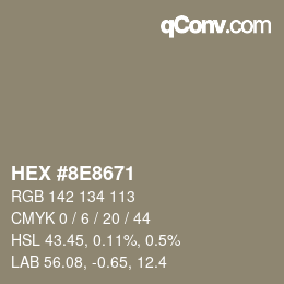 颜色代码: HEX #8E8671 | qconv.com