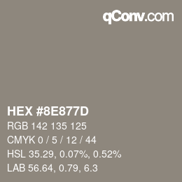 Color code: HEX #8E877D | qconv.com