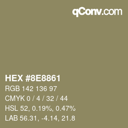颜色代码: HEX #8E8861 | qconv.com