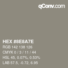 Código de color: HEX #8E8A7E | qconv.com