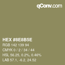 Color code: HEX #8E8B5E | qconv.com