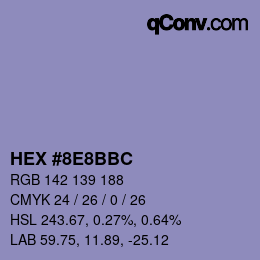 颜色代码: HEX #8E8BBC | qconv.com