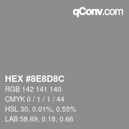 Color code: HEX #8E8D8C | qconv.com