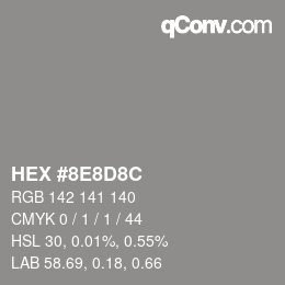 カラーコード: HEX #8e8d8c | qconv.com
