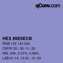 Color code: HEX #8E8ECB | qconv.com