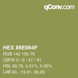 Color code: HEX #8E964F | qconv.com