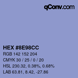 Color code: HEX #8E98CC | qconv.com