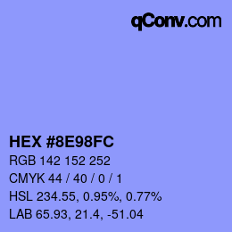Color code: HEX #8E98FC | qconv.com