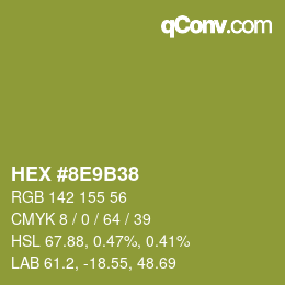 Farbcode: HEX #8E9B38 | qconv.com