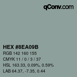 颜色代码: HEX #8EA09B | qconv.com