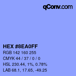 カラーコード: HEX #8EA0FF | qconv.com