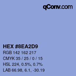 カラーコード: HEX #8EA2D9 | qconv.com
