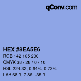 カラーコード: HEX #8EA5E6 | qconv.com