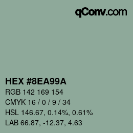 颜色代码: HEX #8EA99A | qconv.com