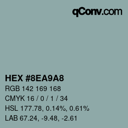 Color code: HEX #8EA9A8 | qconv.com