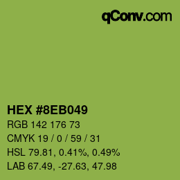 Farbcode: HEX #8EB049 | qconv.com