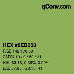 Color code: HEX #8EB058 | qconv.com