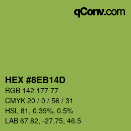 Color code: HEX #8EB14D | qconv.com