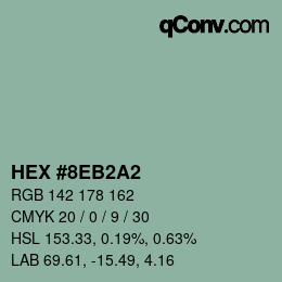 颜色代码: HEX #8EB2A2 | qconv.com