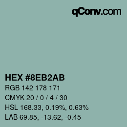 Color code: HEX #8EB2AB | qconv.com