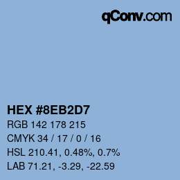 カラーコード: HEX #8EB2D7 | qconv.com