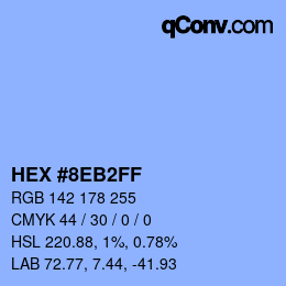 Code couleur: HEX #8EB2FF | qconv.com