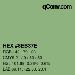 Color code: HEX #8EB37E | qconv.com