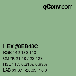 Color code: HEX #8EB48C | qconv.com