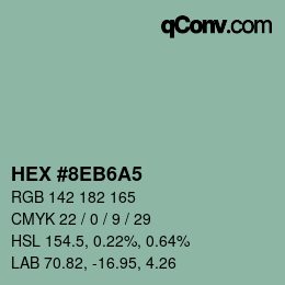 颜色代码: HEX #8EB6A5 | qconv.com
