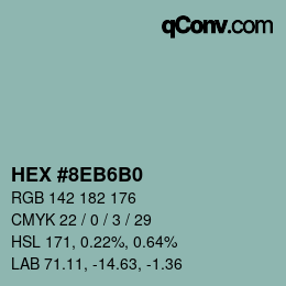 カラーコード: HEX #8EB6B0 | qconv.com