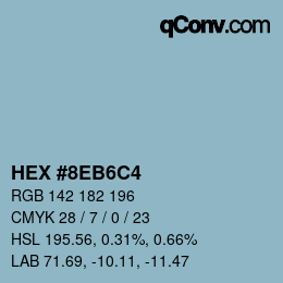 カラーコード: HEX #8EB6C4 | qconv.com