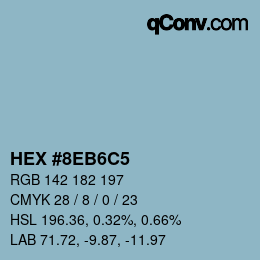 カラーコード: HEX #8EB6C5 | qconv.com