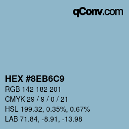 カラーコード: HEX #8EB6C9 | qconv.com