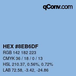 カラーコード: HEX #8EB6DF | qconv.com